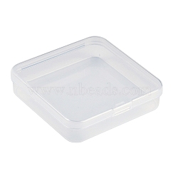 Plastic Bead Containers with Hinged Lid, Square, Clear, 7.2x7.4x1.75cm, Inner Size: 6.8x6.8cm(CON-Z007-01A)