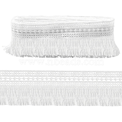 7~7.25 Yards Polyester Tassel Lace Trim, Clothing Accessories, White, 2-3/4 inch(71mm)(DIY-FG0004-99)