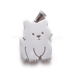 Tarnish Resistant 304 Stainless Steel Puppy Pendants, Samoyed Dog, Stainless Steel Color, 25x18.5x2mm, Hole: 2.5x5.5mm(STAS-F219-07P)