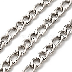 201 Stainless Steel Figaro Chains, Unwelded, Stainless Steel Color, 19.5x9.5x3mm(CHS-A016-70P-A)