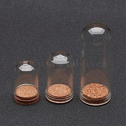 Glass Dome Cloche Cover, Bell Jar, with Cork Base, For Doll House Container, Dried Flower Display Decoration, Clear, 36.5~71.5x22~28mm(AJEW-P043)