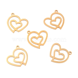 Ion Plating(IP) 201 Stainless Steel Pendants, Double Heart, Golden, 20.5x20x1mm, Hole: 1.6mm(STAS-K003-03G)