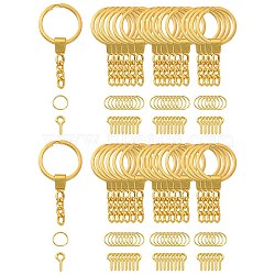 10Pcs Iron Split Key Rings, with Curb Chains, with 20Pcs Iron Open Jump Rings & 20Pcs Screw Eye Pin Peg Bails, Golden, 62mm(IFIN-YW0003-37G)