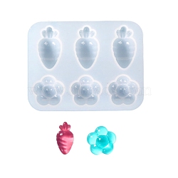 DIY Radish & Flower Ornament Silicone Molds, Resin Casting Molds, for UV Resin & Epoxy Resin Craft Making, White, 94x122x17mm, Inner Diameter: 44.5x23.5mm & 29x31mm(DIY-E055-29)