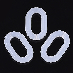 Imitation Jelly Acrylic Linking Rings, Quick Link Connectors, for Cable Chains Making, Oval, Faceted, Clear, 40x25x7mm, Inner Diameter: 26x12mm, about 147pcs/500g(JACR-N002-003)