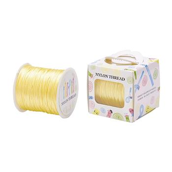 Nylon Thread, Rattail Satin Cord, Champagne Yellow, 1.0mm, about 76.55 yards(70m)/roll
