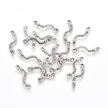 Tibetan Style Bar Links/Connectors, Lead Free and Cadmium Free, Antique Silver, 22.5x6x3mm, Hole: 1.5mm, about 1388pcs/817g