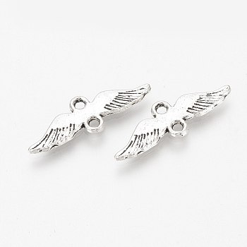 Tibetan Style Alloy Links connectors, Lead Free & Cadmium Free, Wing, Antique Silver, 8x24x1.5mm, Hole: 1.5mm, about 1400pcs/1000g