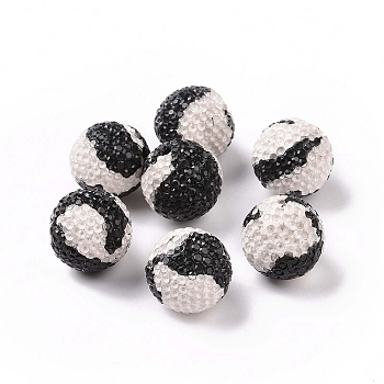 Polymer Clay Rhinestone Beads, Pave Disco Ball Beads, Round, White, 16mm, Hole: 1.6mm