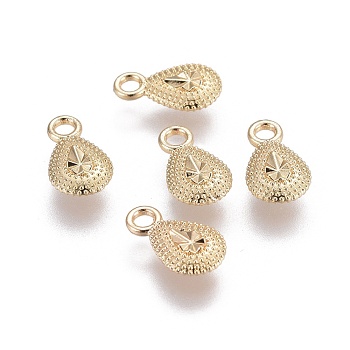 Alloy Charms, Long-Lasting Plated, teardrop, Light Gold, 11x6.5x2.5mm, Hole: 1.6mm