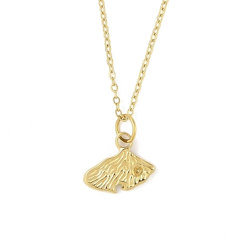 Ion Plating(IP) 304 Stainless Steel Pendant Necklaces for Women, Leaf, Real 18K Gold Plated, 18.03 inch(45.8cm)
