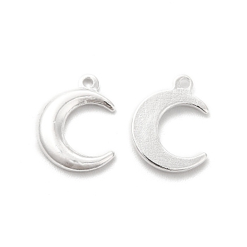 Brass Charms, Cadmium Free & Lead Free, Double Horn/Crescent Moon Charm, 925 Sterling Silver Plated, 12x9x1.5mm, Hole: 1mm