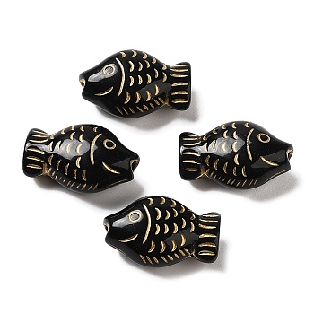 Opaque Acrylic Beads, Fish, Black, 21.5x14x9mm, Hole: 2mm