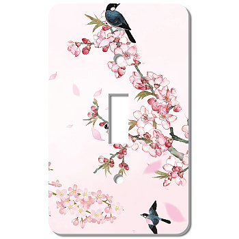 CREATCABIN 2Pcs Acrylic Light Switch Plate Outlet Covers, with Iron Screws, Wall Switch Plates Decoration, Rectangle, Bird Pattern, 115x70mm, Hole: 5mm & 25x10mm