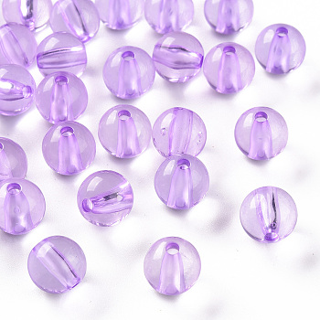 Transparent Acrylic Beads, Round, Lilac, 10x9mm, Hole: 2mm