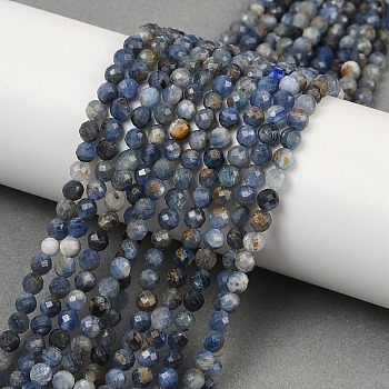 Natural Kyanite Beads Strands, Faceted, Round, 3.5~4mm, Hole: 0.7mm, about 90~92pcs/strand, 15''