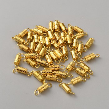 Brass Screw Clasps, Column, Golden, 12~14mm, Hole: 2.5mm