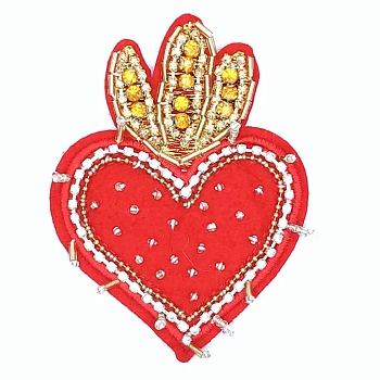 Heart Beading Sequin Rhinestone Costume Accessories, for Valentine's Day, Red, 104x82mm