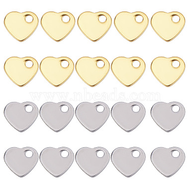 Golden & Stainless Steel Color Heart 201 Stainless Steel Charms