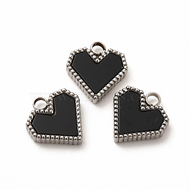 Stainless Steel Color Black Heart Stainless Steel+Acrylic Charms