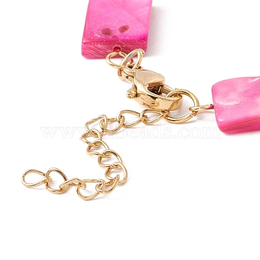 Natural Shell Rectangle Link Chain Bracelet(BJEW-C015-08G)-3