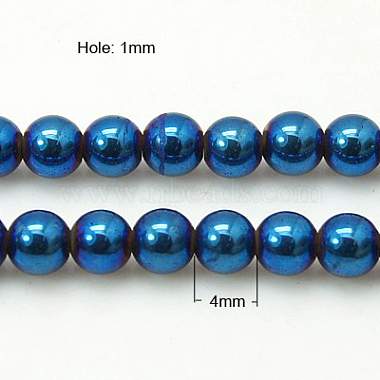 4mm Blue Round Non-magnetic Hematite Beads