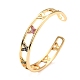Colorful Cubic Zirconia Butterfly Hollow Out Cuff Bangle(BJEW-I298-25G)-3