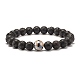 Bracelet pierre de lave naturelle & perles mala tibétaines dzi(BJEW-JB07468-02)-1