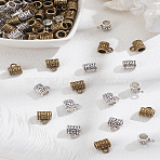 100Pcs 2 Colors Tibetan Style Alloy Tube Bails, Loop Bails, Lead Free & Cadmium Free, Bail Beads, Column, Antique Bronze & Antique Silver, 9x7mm, Hole: 2.5mm, 50pcs/color(FIND-LP0007-01)