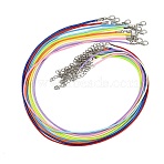Braided Waxed Cotton Cord Necklace Making, with Alloy Lobster Claw Clasps and Iron Chain Extenders, Mixed Color, 17-1/8 inch(43.5cm), 1.5mmm(MAK-YWC0001-01P-M1)