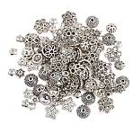Tibetan Style Alloy Bead Caps, Mixed Shapes, Antique Silver, 5.5~17.5x1.5~6mm, Hole: 1~2mm(FIND-C093-03AS)