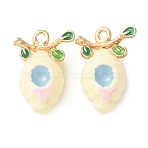 Alloy Enamel Pendants, Honeycomb Charms, Golden, Light Yellow, 17.5x12x9mm, Hole: 1.3mm(ENAM-F162-02A-01)