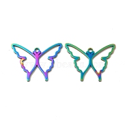 Ion Plating(IP) 
304 Stainless Steel Pendants, Butterfly Charm, Rainbow Color, 30x23.5x1.5mm, Hole: 2mm(STAS-I671-17MC)