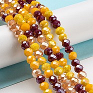 Glass Beads Strands, Faceted, Rondelle, Goldenrod, 6x5mm, Hole: 1mm, about 85~88pcs/strand, 16.1~16.5 inch(41~42cm)(EGLA-A034-M6mm-22)
