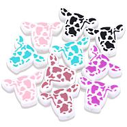 10Pcs 5 Colors Silicone Beads, Chewing Beads For Teethers, DIY Nursing Necklaces Making, Cow Head, Mixed Color, 21.5x29x9mm, Hole: 2mm(JX809A)