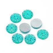 Resin Cabochons, Bottom Silver Plated, AB Color, Half Round/Dome, Dark Turquoise, 10x2.5mm(CRES-Q192-10mm-08AB)
