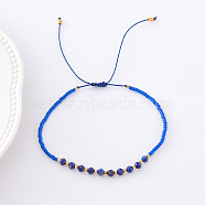 2mm Faceted Natural Blue Spot Jasper Beaded Braided Adjustable Bracelets for Women, 5-7/8~11-3/4 inch(15~30cm)(PF2854-8)