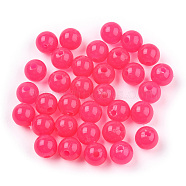 Opaque Plastic Beads, Round, Fuchsia, 6x5.5mm, Hole: 1.8mm, about 4790pcs/500g(KY-T005-6mm-625)