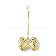 Dog Bone Loose Tea Infuser, with Chain & Hook, 304 Stainless Steel Mesh Tea Ball Strainer, Golden, 145x3mm(AJEW-G045-03G)