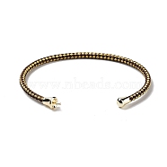 Stainless Steel Cuff Bangle Making, with Golden Tone Brass Finding, for Half Drilled Beads, Saddle Brown, Inner Diameter: 1-3/4x2-3/8 inch(4.6x6cm), Pin: 1mm(MAK-C004-01G-08)