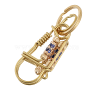 Handmade Brass Enamel Men's Bird Shape Hook Keychain, Snap Hook Key Organizer, Raw(Unplated), 86mm(KK-WH0045-054)