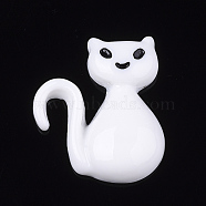 Resin Kitten Cabochons, Cartoon Cat, White, 25x21.5x6mm(X-CRES-T010-104B)