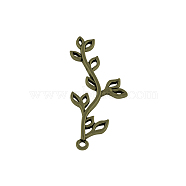 Tibetan Style Alloy Pendants, Leafy Branch and Leaves, Cadmium Free & Lead Free, Antique Bronze, 43x17x2.5mm, Hole: 1.5mm, about 530pcs/1000g(TIBEP-S293-034AB-LF)