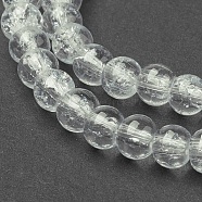 Crackle Glass Beads Strands, Round, Clear, 4mm, Hole: 1.1~1.3mm, about 200pcs/strand, 31.4 inch(X-CCG-Q001-4mm-01)