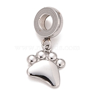 304 Stainless Steel European Dangle Charms, Large Hole Pendants, Footprint, Stainless Steel Color, 23mm, Hole: 4mm, Footprint: 11.5x11x1.5mm(STAS-I194-03P)