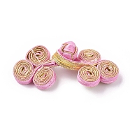 Handmade Chinese Frogs Knots Buttons Sets, Polyester Button, Pearl Pink, 25~28.5x57~65x9~14.4mm(BUTT-WH0014-27H)