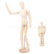2Pcs 2 Style Unfinished Wooden Pine Movable Joint Family Model, for Artist Mannequin Drawing Supplies, BurlyWood, 1pc/style(DIY-OC0008-36)