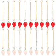 20Pcs 2 Colors Opaque Resin Simulation Strawberry Pendant Decorations for Keychain, with Brass Cable Chains, Mixed Color, 76mm, 10pcs/color(AJEW-AB00085)