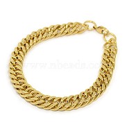 Fashionable 304 Stainless Steel Cuban Link Chain Bracelets, with Lobster Claw Clasps, Faceted, Golden, 8-5/8 inch(220mm), 10mm(STAS-A028-B064G)