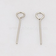 201 Stainless Steel Eye Pin, Stainless Steel Color, 30mm, Hole: 2mm, Pin: 0.6mm(STAS-N017-01-0.6x30mm)